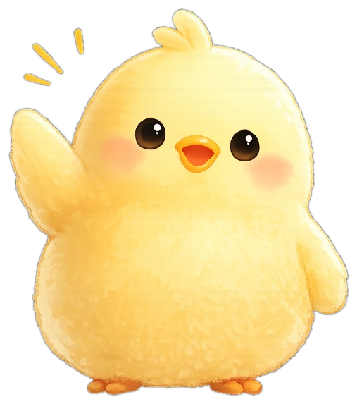 片手を上げて笑顔で案内する黄色いキャラクターのピコ